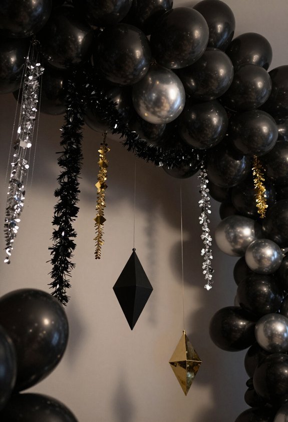 elevated black balloon decor