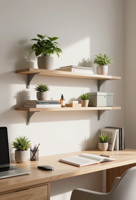 floating shelves for workspace