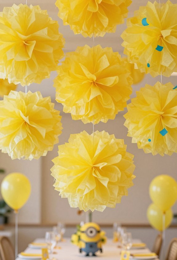fluffy yellow pom poms creation
