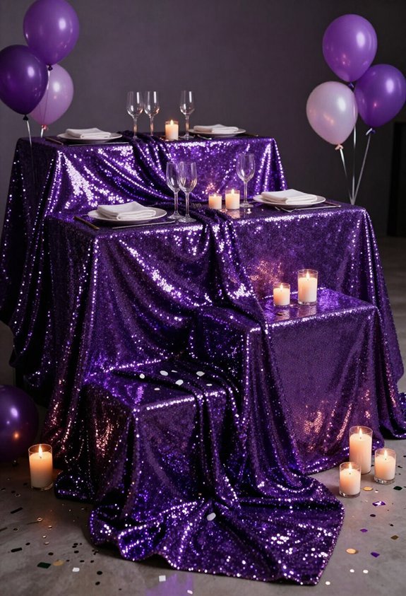 glamorous purple sequin tablescape