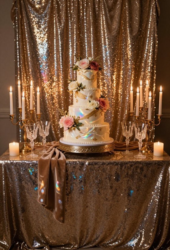 glittering disco cake display