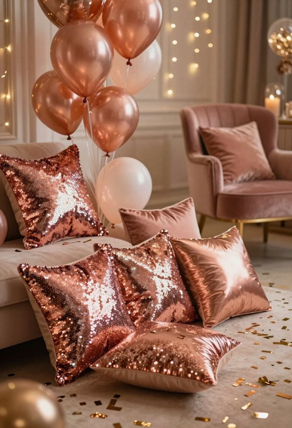 glittery seating accent cushions