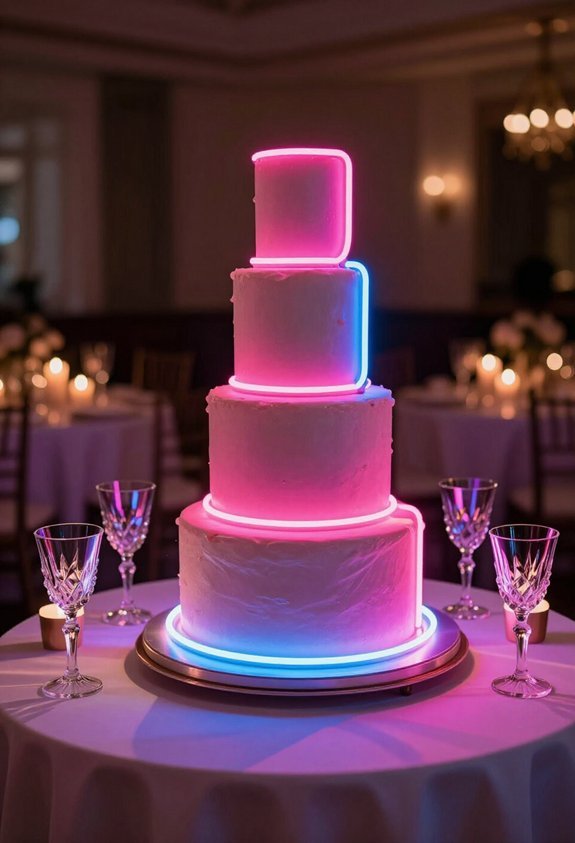 glowing neon cake signs