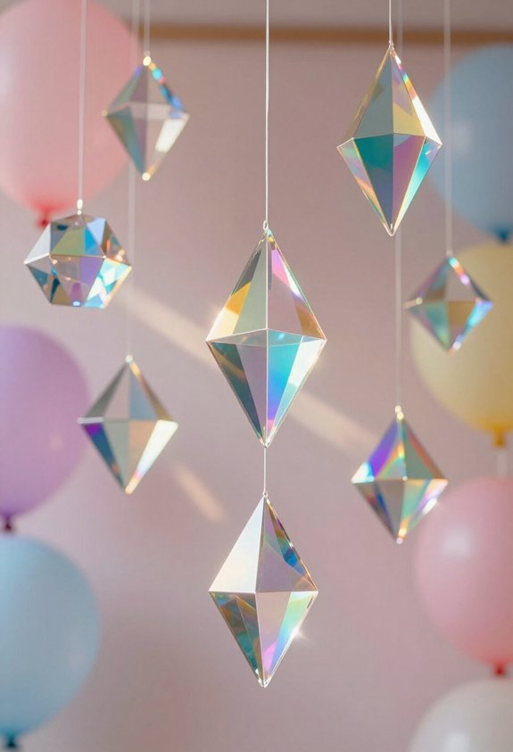 hanging colorful geometric shapes