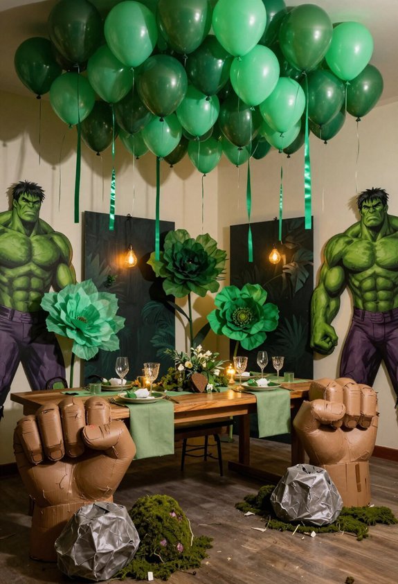 hulk themed vibrant party decorations