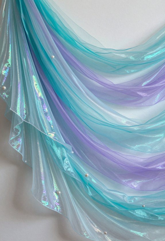 iridescent ocean themed wall draping
