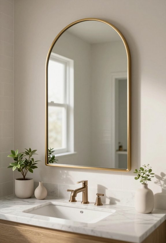 large mirror enhances bathroom