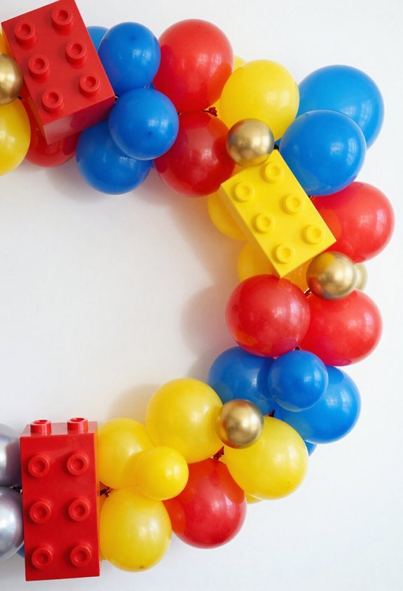 lego themed balloon garlands creation