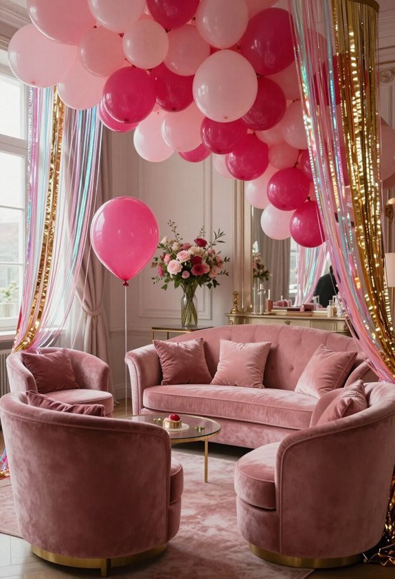 luxurious pink velvet seating