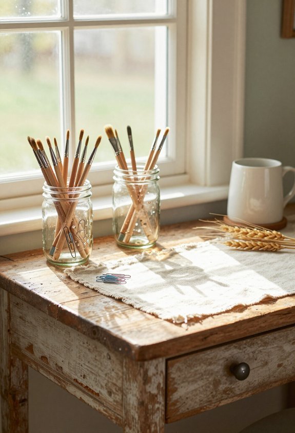 mason jar desktop organization