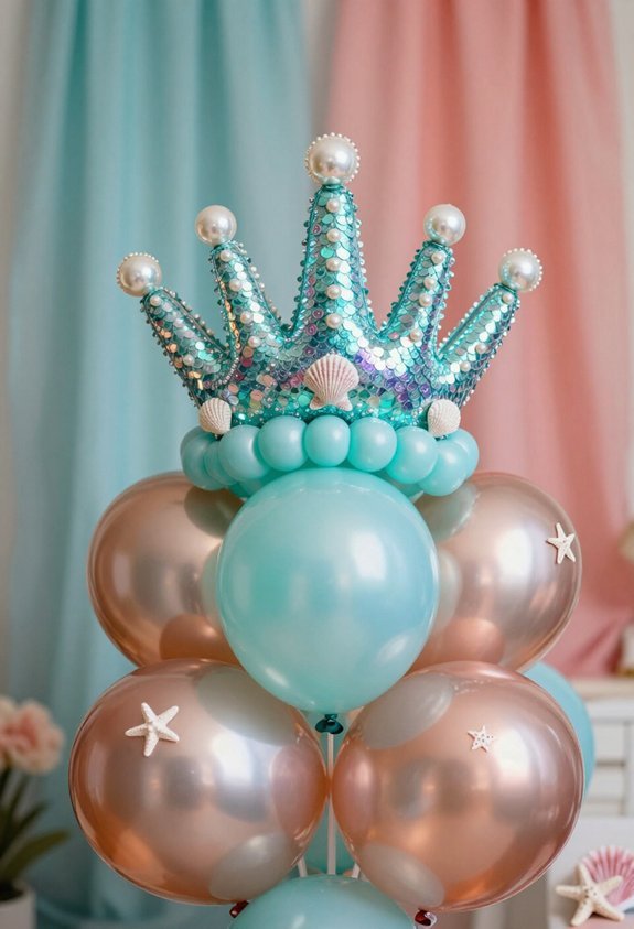 mermaid crown balloon toppers