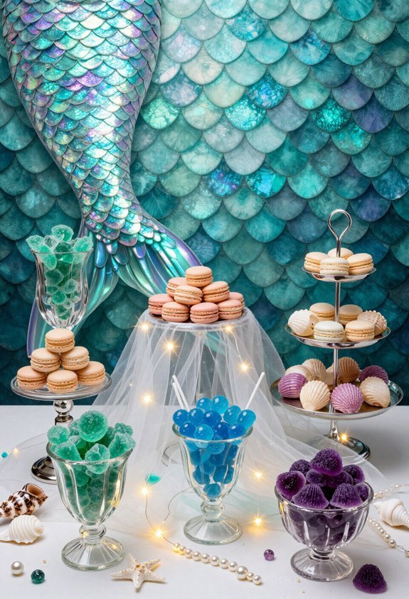 mermaid themed candy display setup