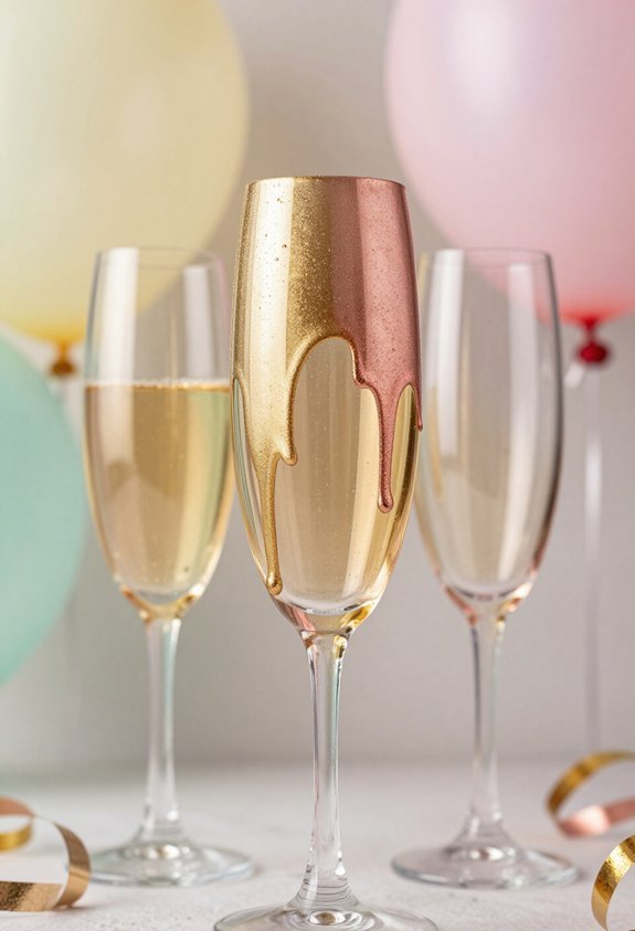 metallic paint dipped glassware