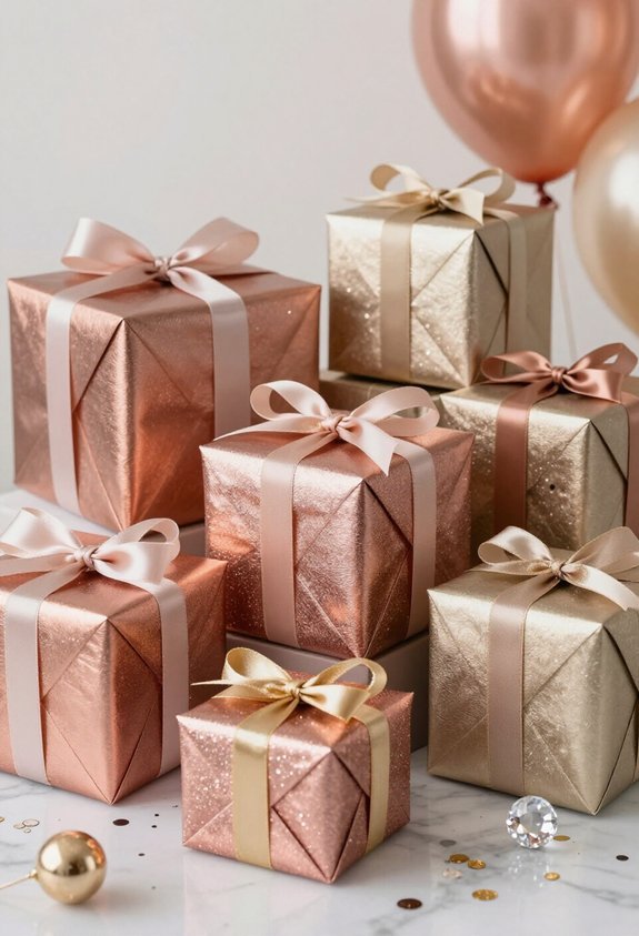metallic wrapping paper displays