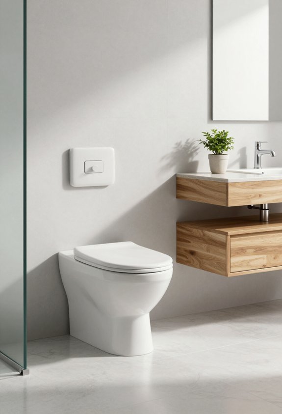 minimalist wall mounted toilet installation