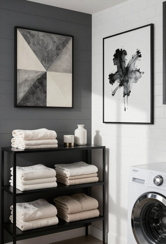 monochromatic laundry room sophistication