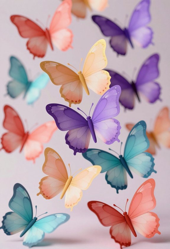 ombre gradient butterfly decorations