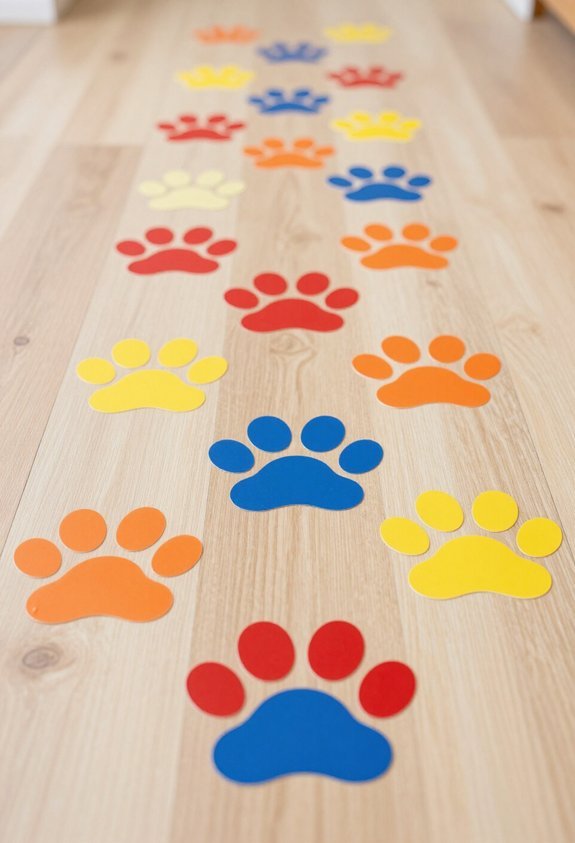 paw print pathway decals