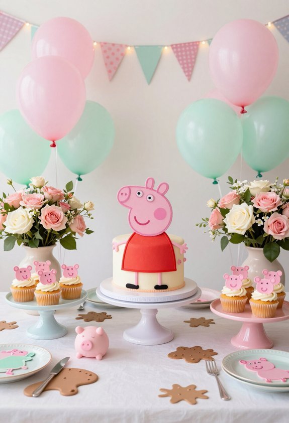peppa pig themed cake table