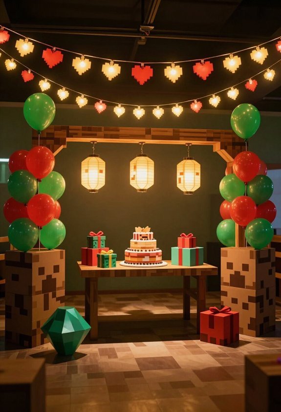 pixelated heart string lights
