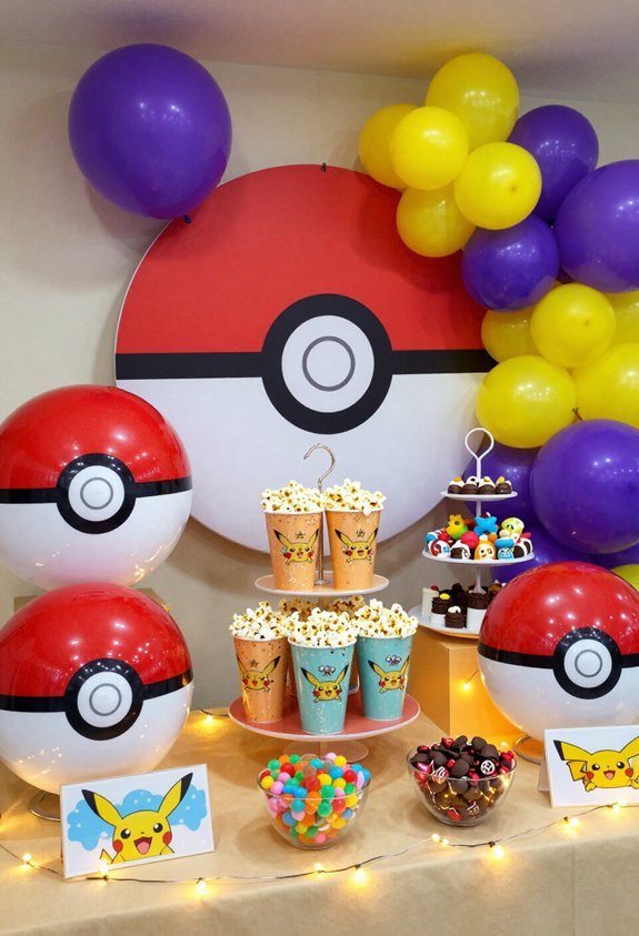 pok mon themed snack table setup