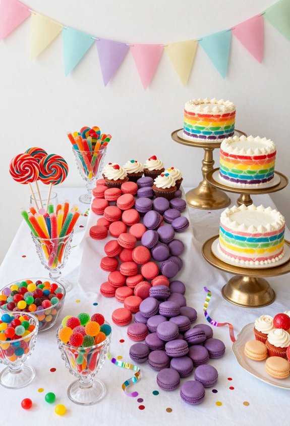 rainbow candy table setup