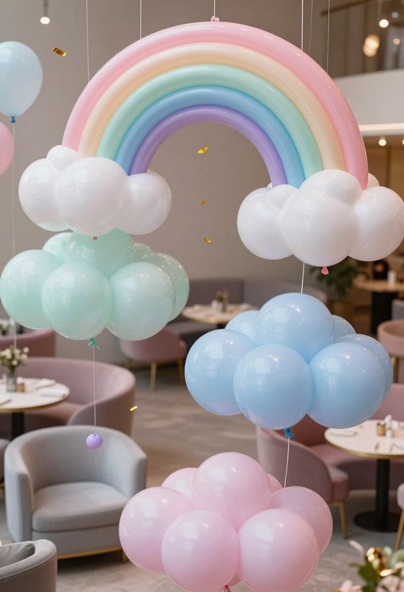 rainbow cloud balloon clusters