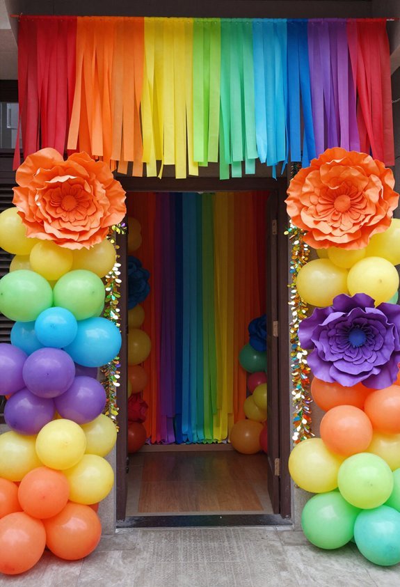 rainbow entrance with decorations
