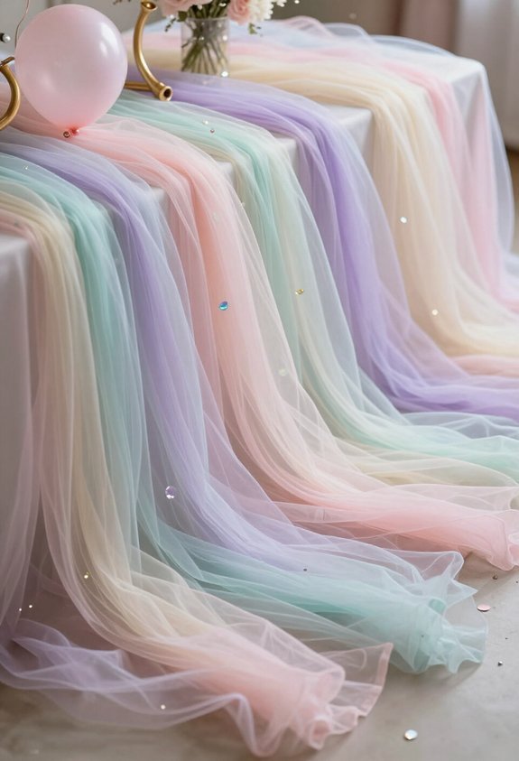rainbow tulle table skirts