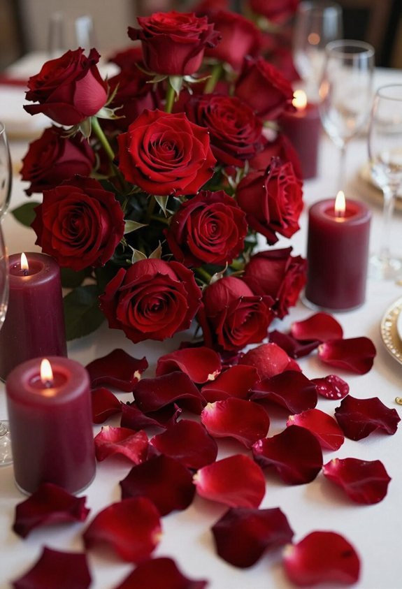 romantic rose petal decor