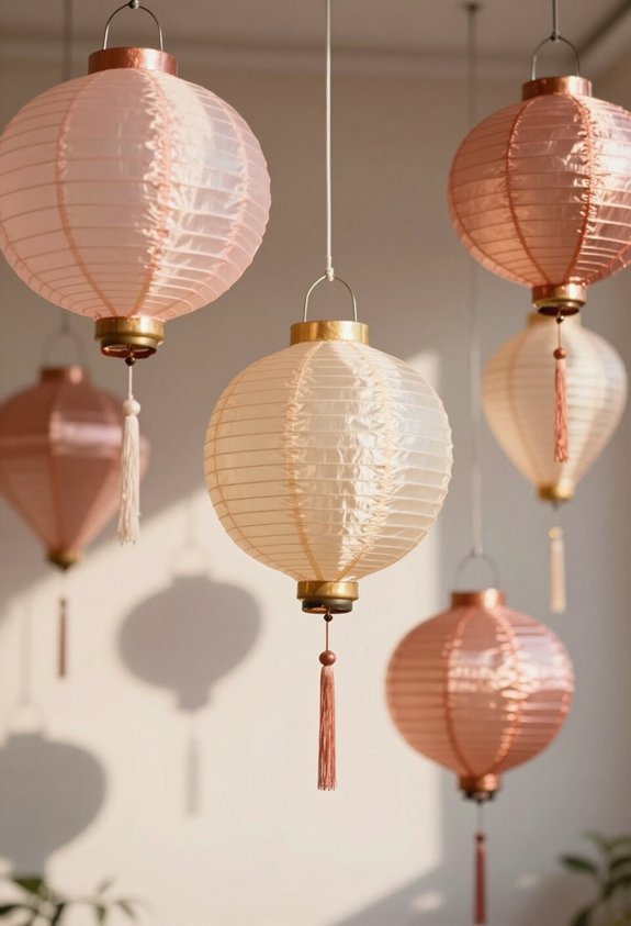 rose gold paper lanterns