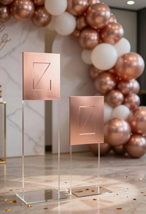 rose gold party signage