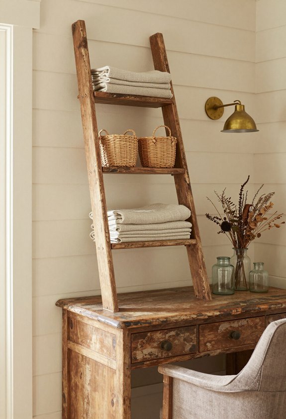 rustic ladder for storage