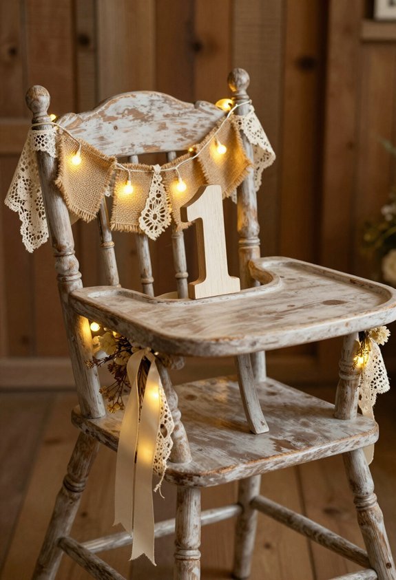 rustic wooden high chair decorations