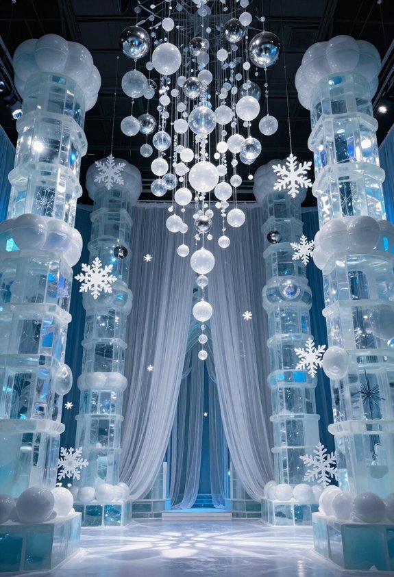 shimmering balloon column decorations