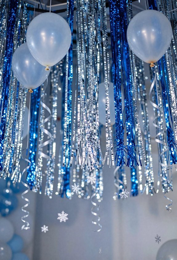 shimmering blue silver garlands