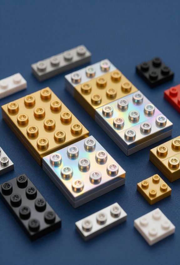 shimmering metallic brick decorations
