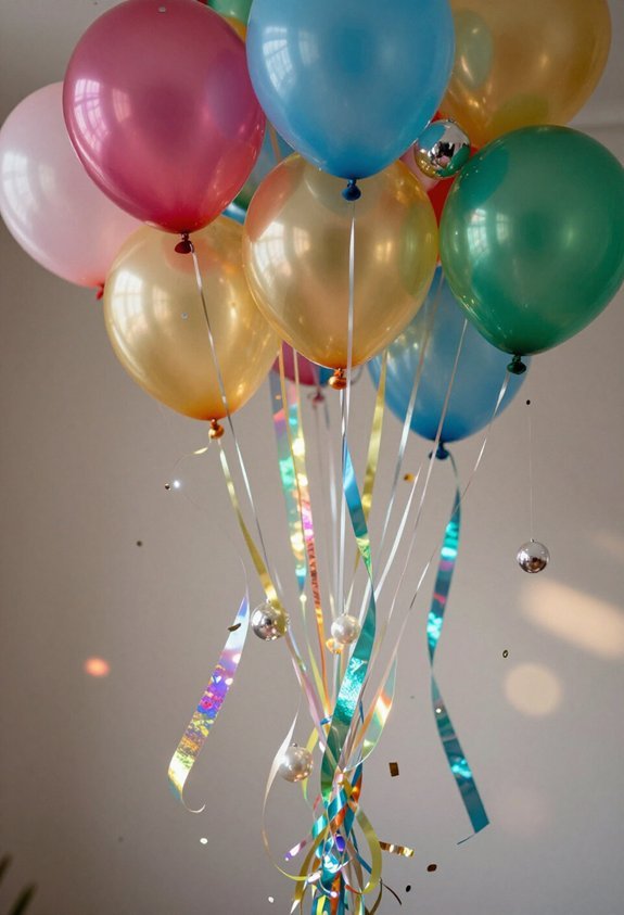 shimmery holographic balloon clusters