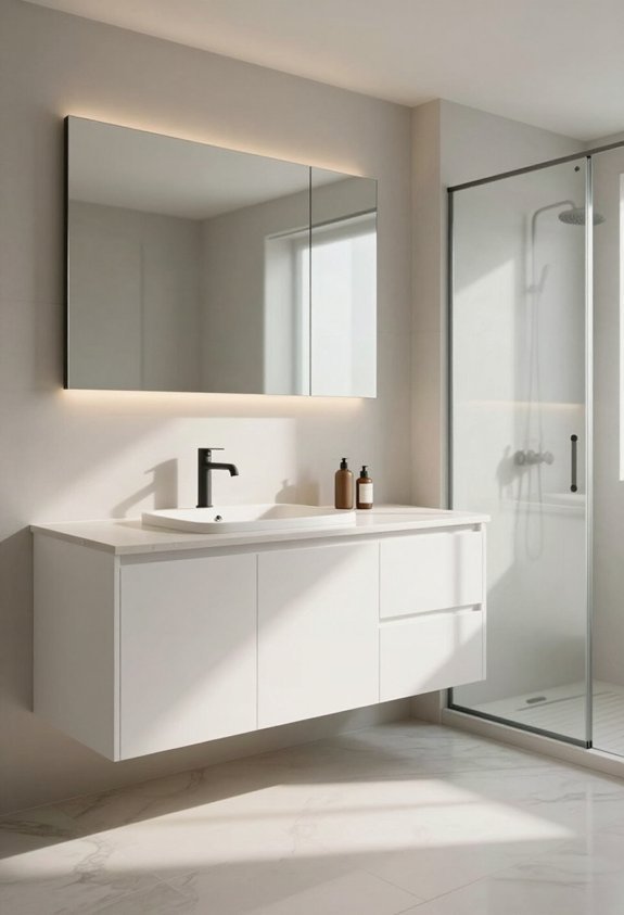 sleek minimalist handle free cabinetry