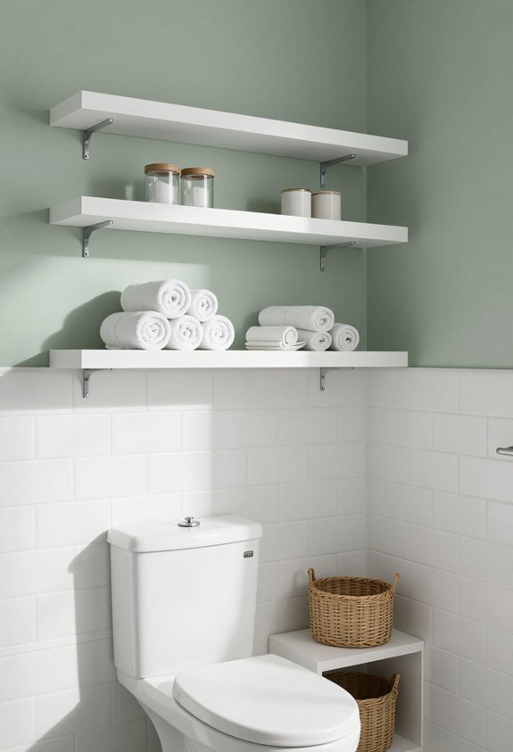 sleek space saving bathroom shelves