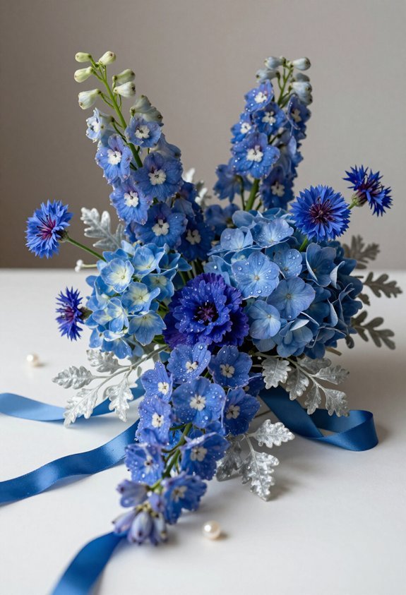 sophisticated blue floral arrangements