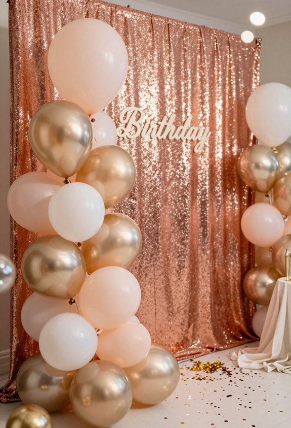 sparkly rose gold backdrop