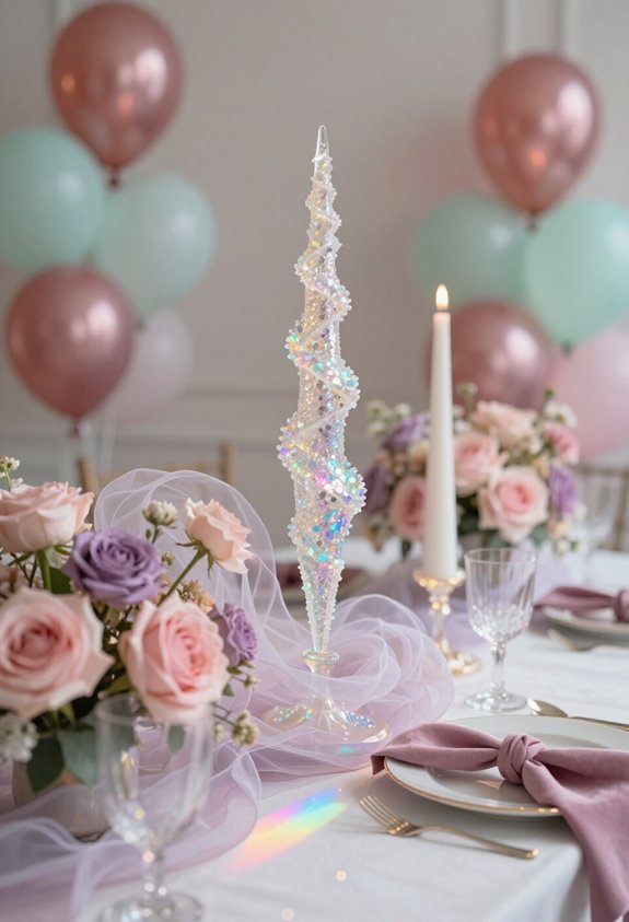 sparkly unicorn horn centerpieces
