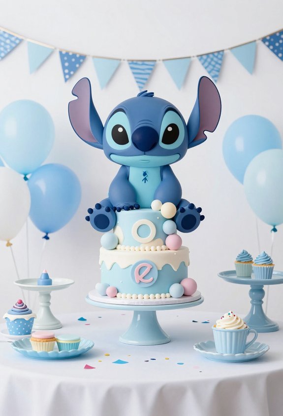 stitch themed cake display setup