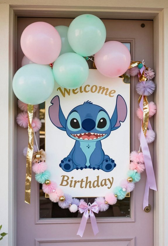 stitch themed welcome sign