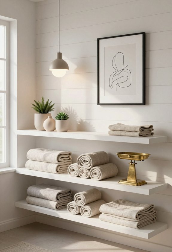 stylish floating shelf organization