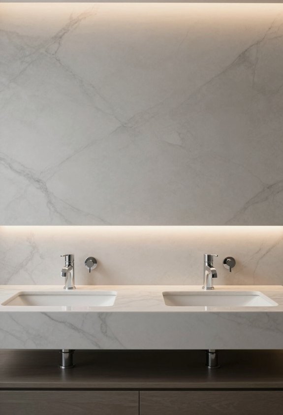 stylish floating vanity backsplash