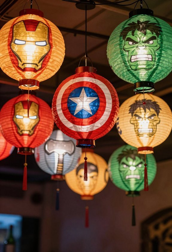 superhero themed paper lanterns