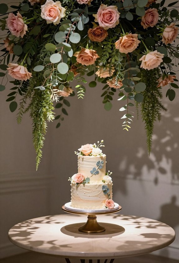 suspended floral cake decor