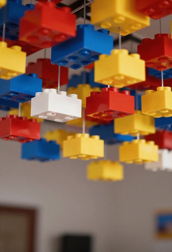 suspended giant lego bricks